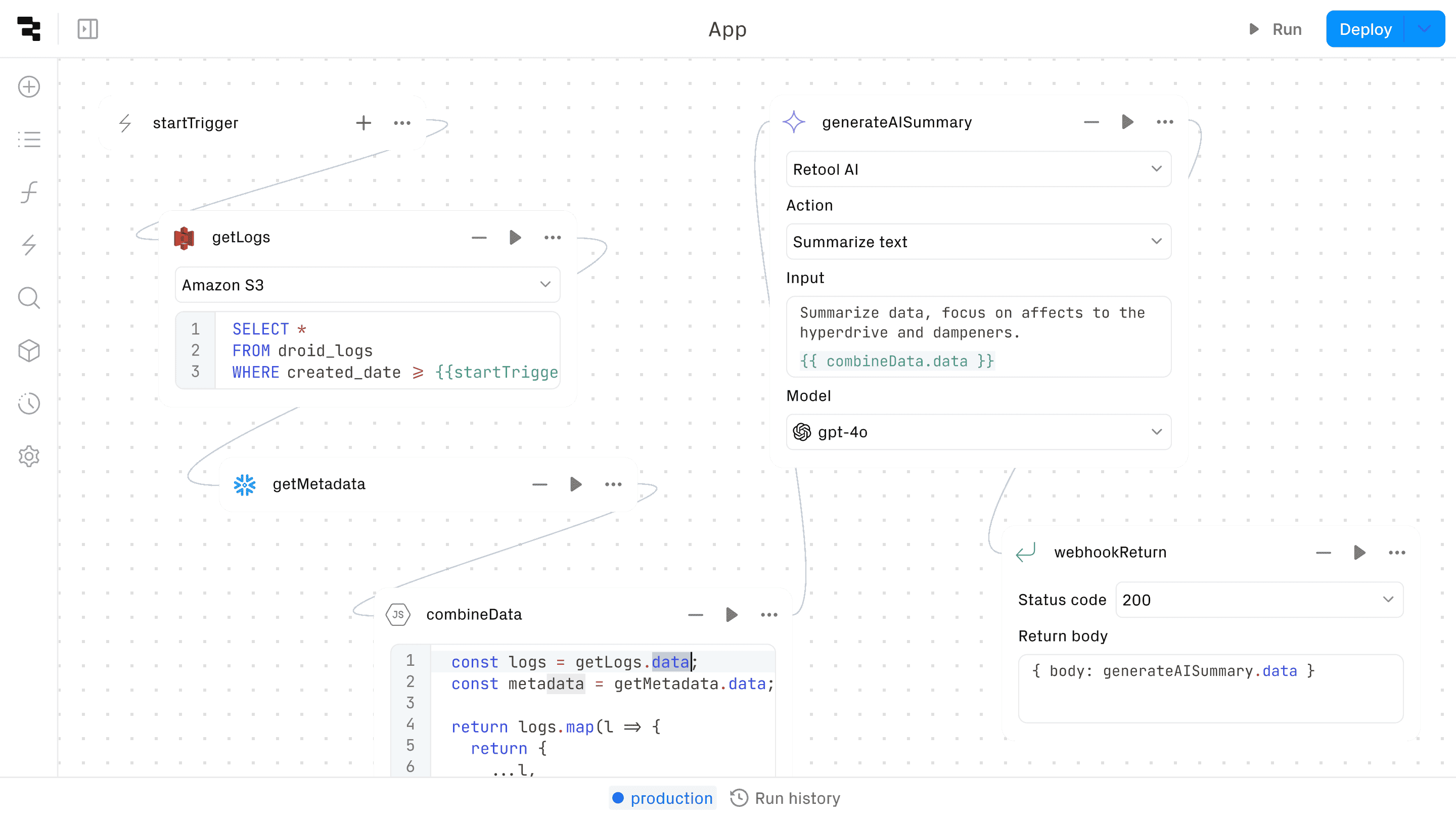 A demo showing Retool Workflows