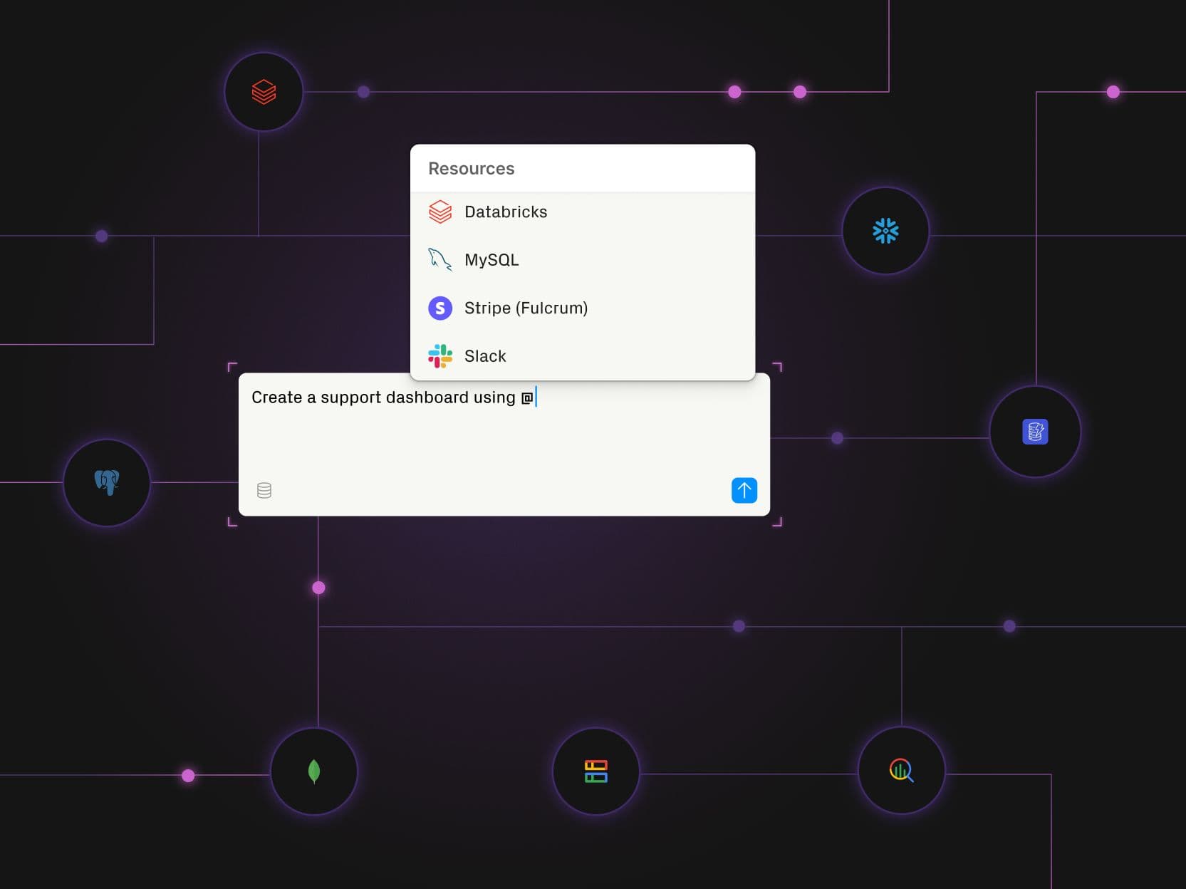 A Retool screenshot of available databases and services to select