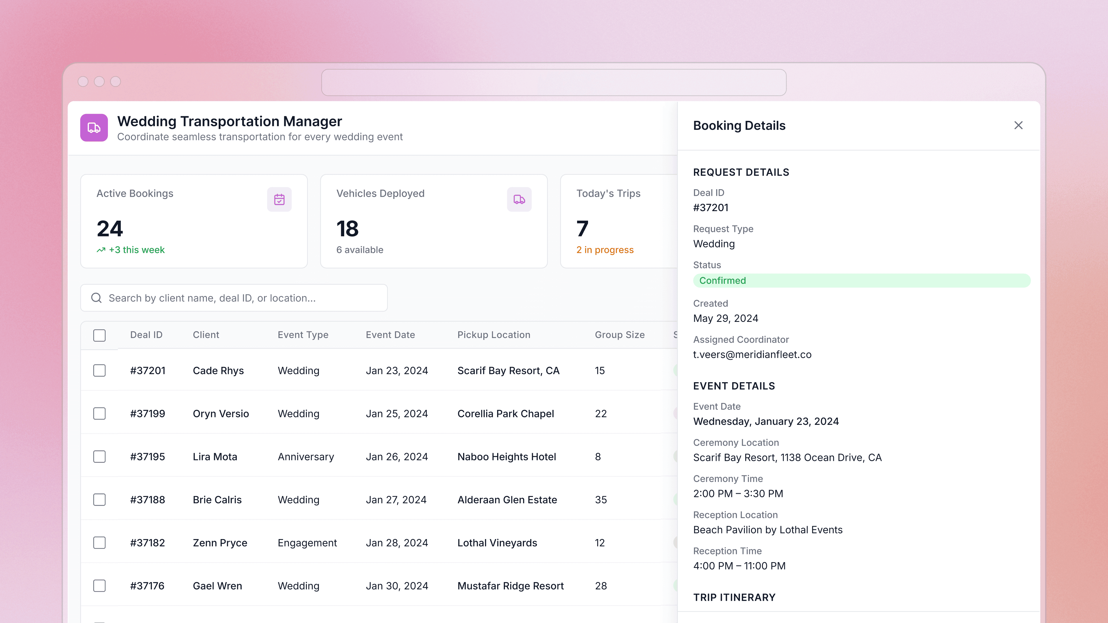 Transportation logistics tracker