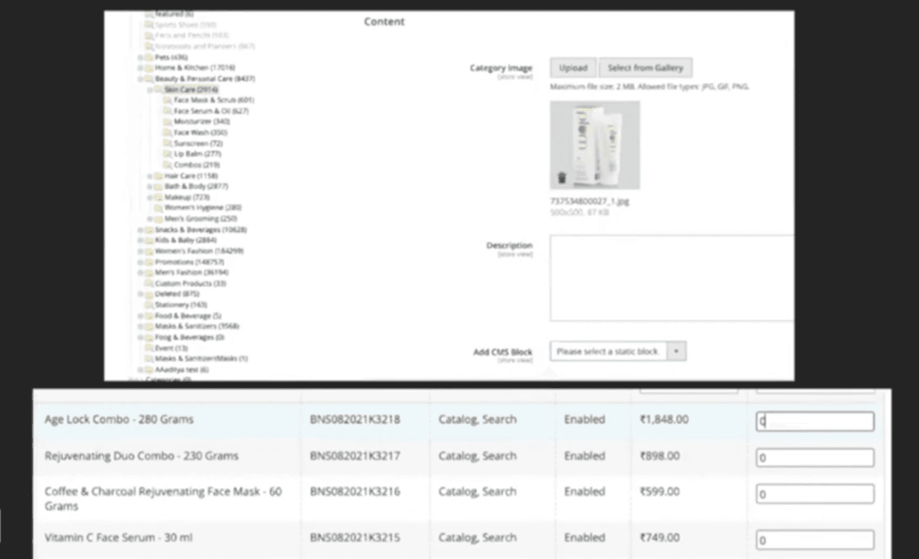 Screenshot of taxonomy before LBB starting using Retool