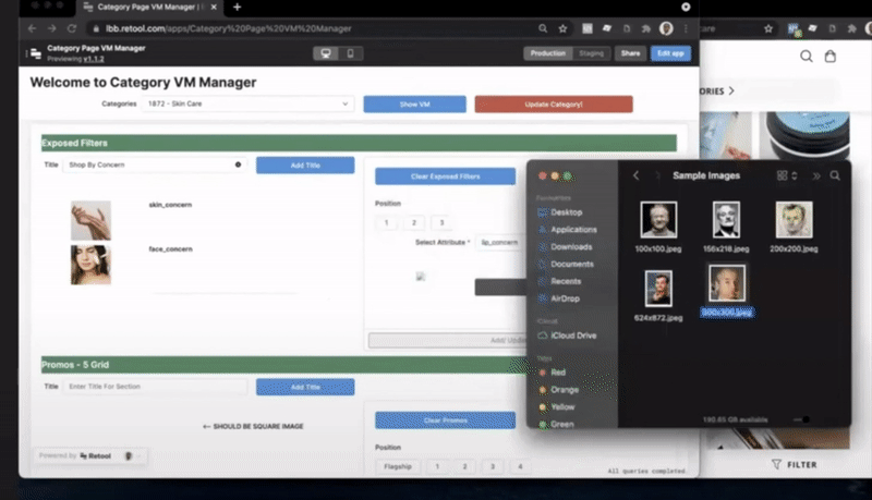 Gif showing the streamlined process LBB uses for products using Retool app