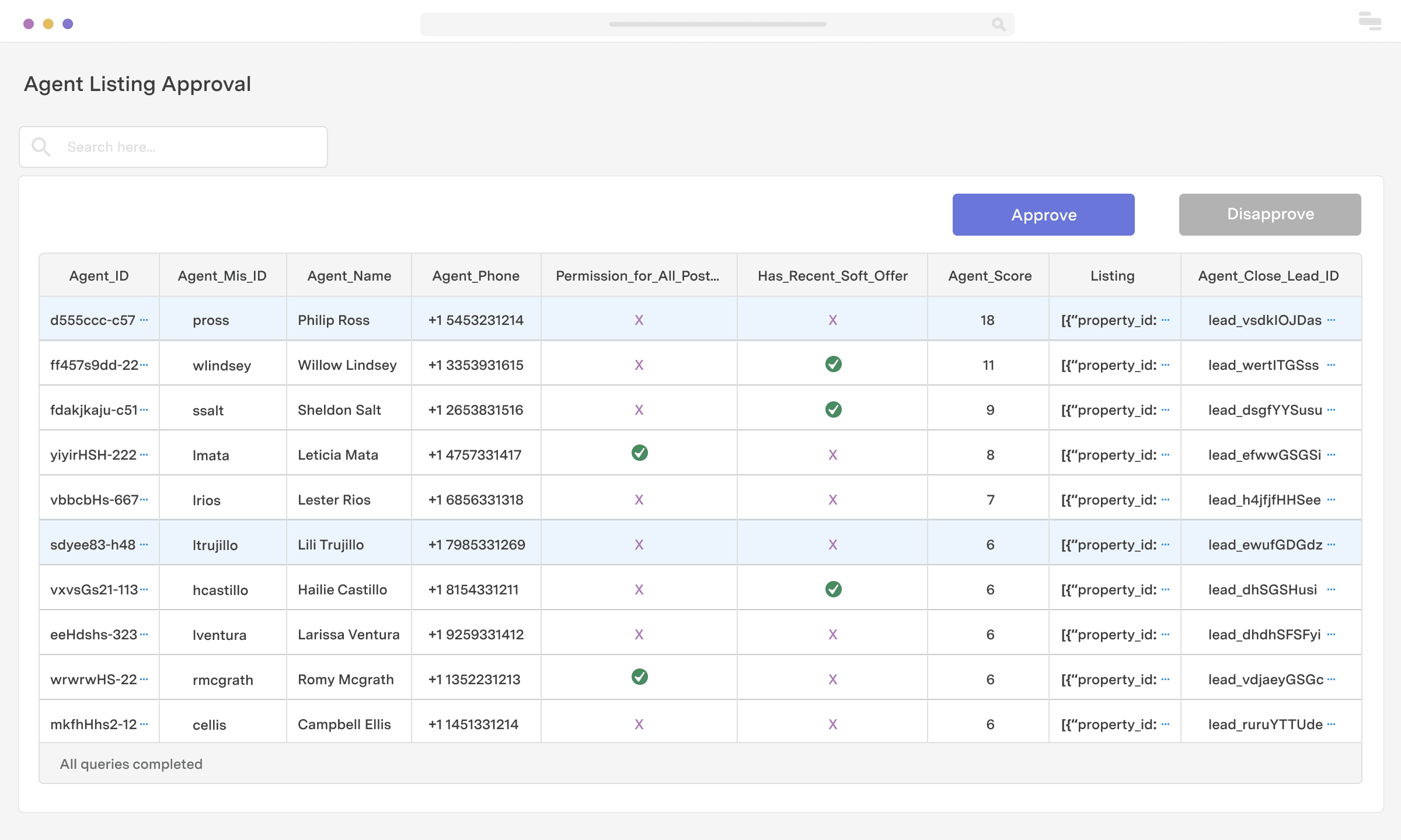 Real estate agent listing approval