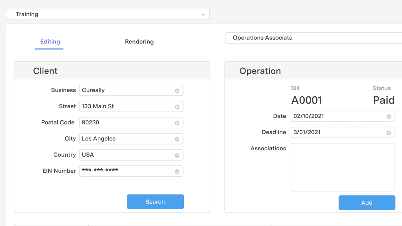 feature for Invoice processing dashboard