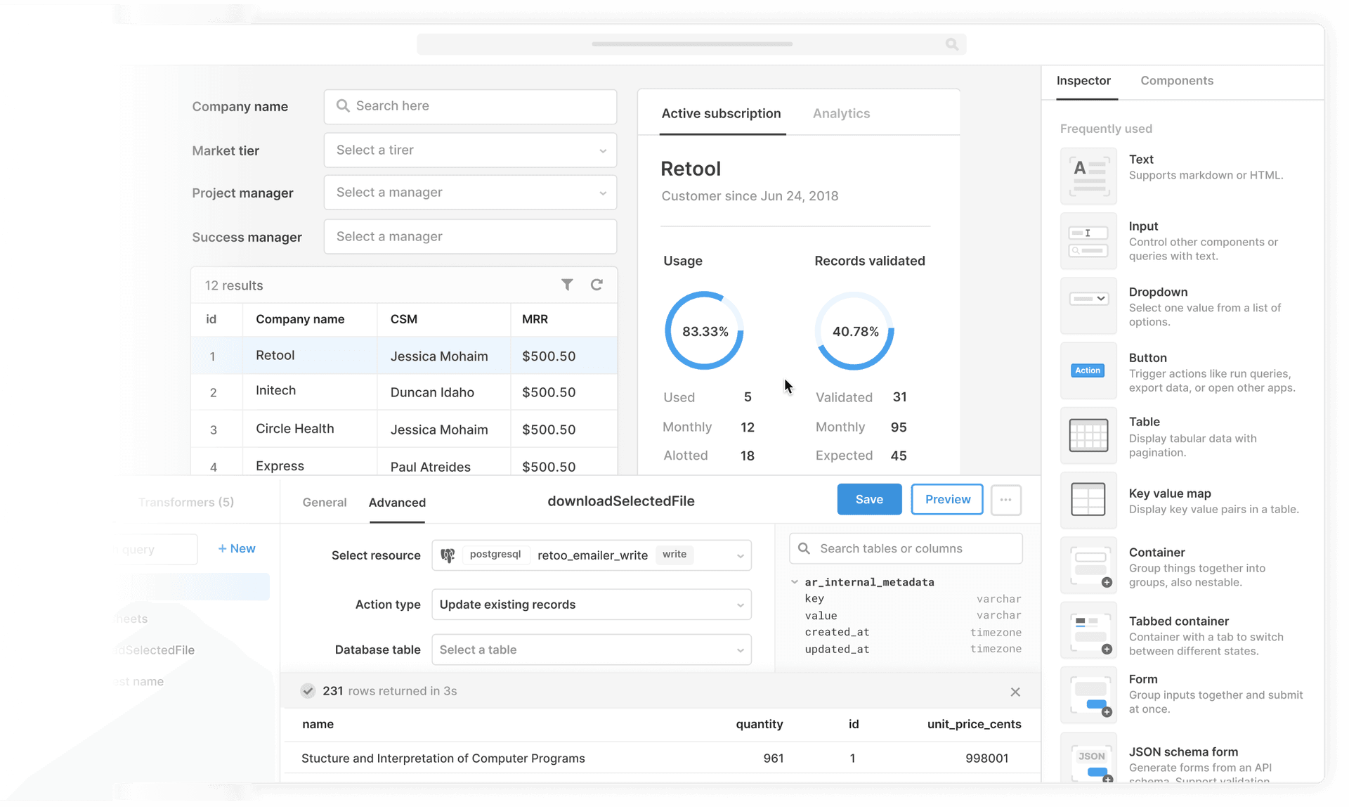 build a frontend for your sql server data in minutes |... Retool | Easily build a front-end on your SQL database
