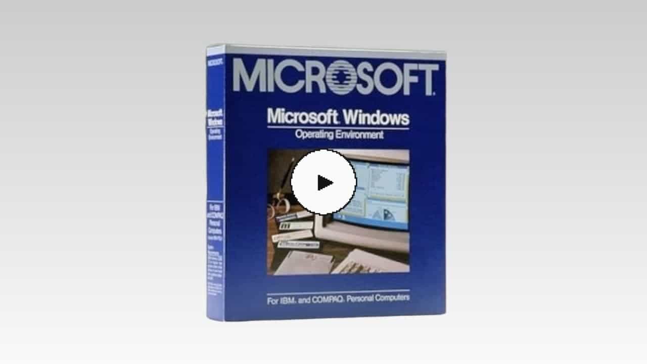An image of the Microsoft Windows box with a play button icon over it.