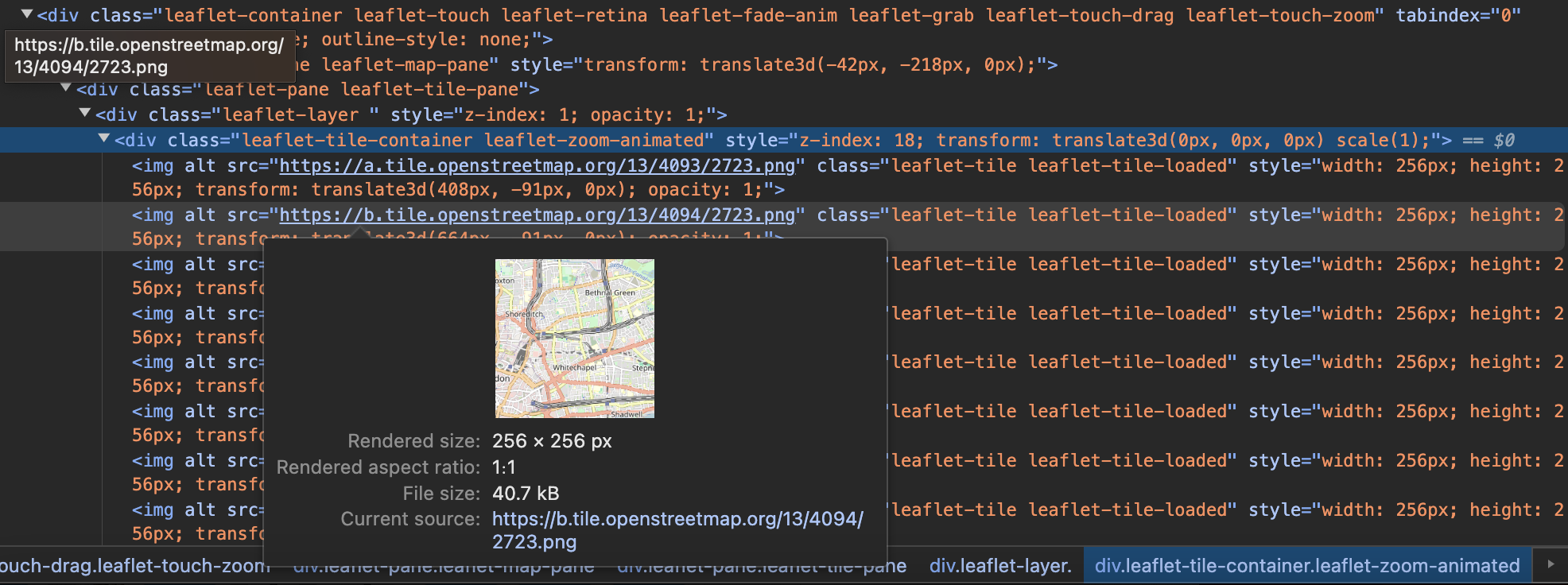 Rendered HTML from Leaflet's original documentation example