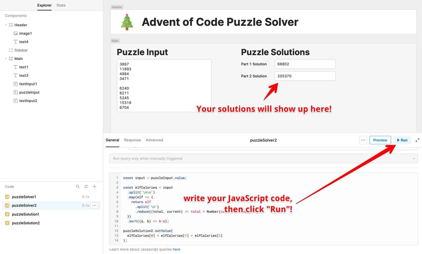 The Advent of Code Puzzle Solver is set up to handle rendering your solution.
