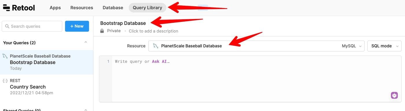 Let's use the query library to bootstrap our database.