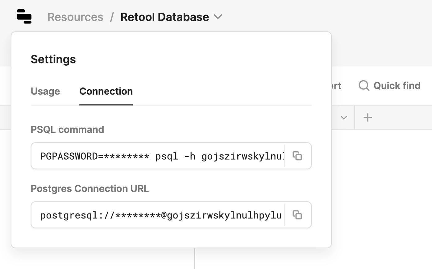 Accessing the connection string to use data stored in Retool from anywhere