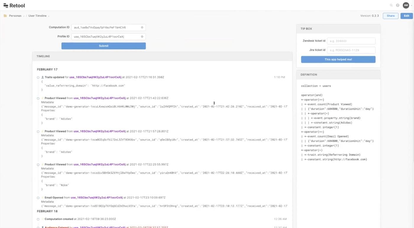 Personas Support Dashboard