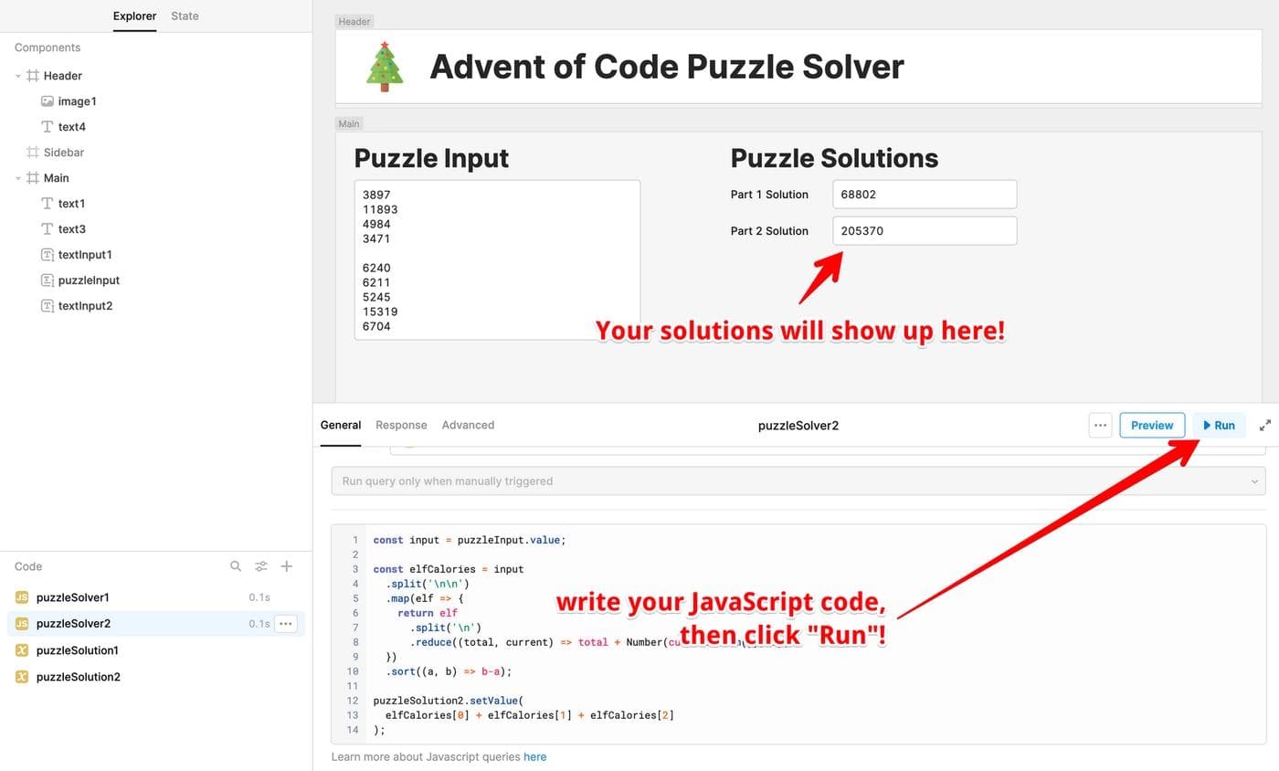 The Advent of Code Puzzle Solver is set up to handle rendering your solution.