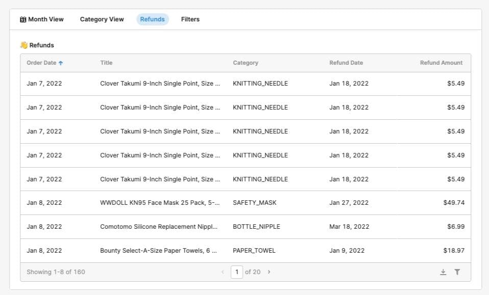 Refunds view using a new Resource query getRefundDataFromGoogleSheets